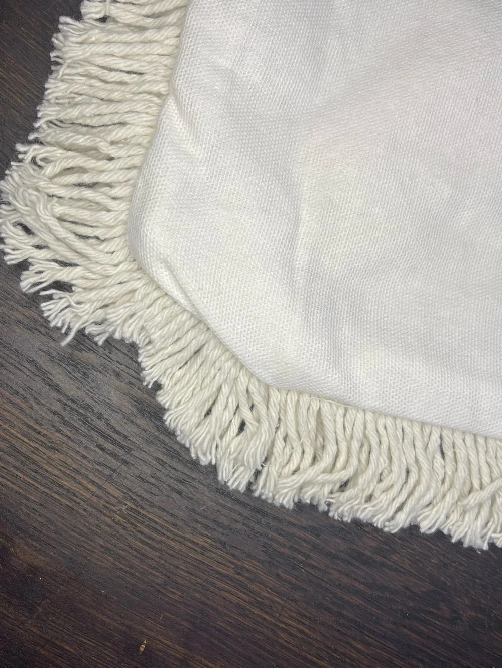 Thro home Marlo Lorenz 20x20” Ivory Terry Tufted Cotton Slub Fringe Pillow Cover